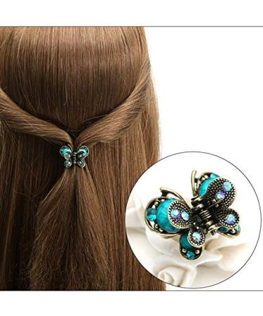 Kavya Small Crystal Butterfly Hair Clips - Vintage Slipproof Metal Mini Hair Grippers for Women & Girls (4 PCs) - Retro Hair Jewelry Accessories - Buy Online on GoSupps.com