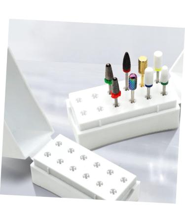 2pcs grinding head storage box nail storage organizer nail drill bits organizer nail drill bits holder nail bit nail art tools drill bit holder white plastic Storage rack manicure 8x7.2cm White - Buy Online on GoSupps.com