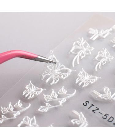 Adhesive Decor Embossed Decals Textured Charms Engraved Flower Black White 5D Nail Stickers(STZ-5D19) - Buy Online on GoSupps.com