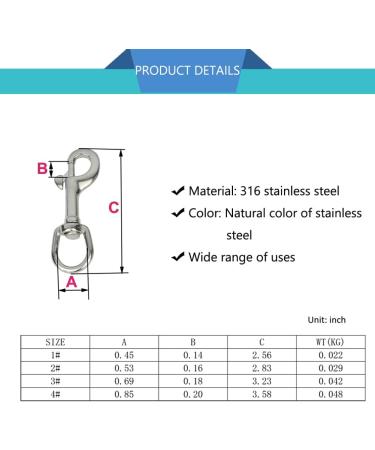 5 PCS Marine Grade Heavy Duty Diving Bolt Snap Hooks 3.6 Inch - YWZHENYU - Buy Online on GoSupps.com
