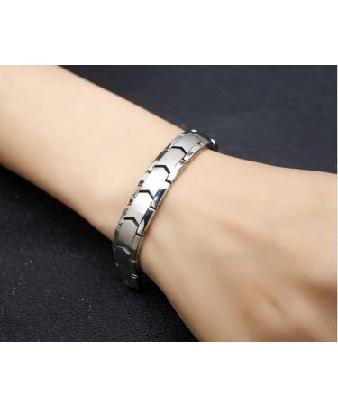Men's Pure Titanium Double Magnet Bracelet - Eliminate Static Electricity - Silver Magnetic Bracelet - Buy Online on GoSupps.com