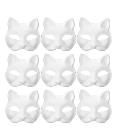 Dechous 9 pieces of cat mask DIY white paper mask Zulfstoff Blanko Hand painting Mask Unsumed Maskeremeke Pappmach -Mask White Crafting Mask empty mask Halloween Cosplay Party accessories