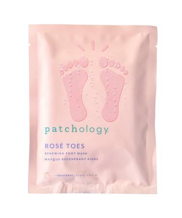 Patchology Ros Toes - Softening Heel and Foot Mask - Soft Feet Treatment with Strawberry Scent and Resveratrol for Renewed Skin Soft Feet - Foot Masks for Dry Cracked Feet (1 Pair)