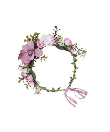 minkissy Piece Wreath Ribbon Headband Floral Hair Hoop Women Flower Headband Floral Garland Festivals Photo Props Garland Hairband Hawaiian Leis Flowers Fabric Bride Artificial Flower
