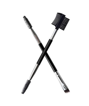 2pcs Eyebrow Eyelash Shaper Eyebrow Brush Comb Double Head Brush Makeup Grooming Tool cosmetic with 3 Different Spoolie Brushes for Separating Lashes Eliminating Mascara Clumps Grooming Brows EC-01 1+1pcs
