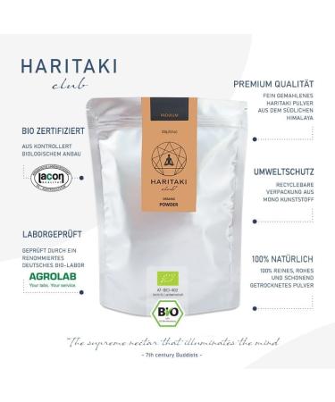 Haritaki Organic Powder - Premium Quality 250g | EU Bio Certified | Vegan Kosher Halal | Natural Kadukkai Terminalia Chebula | Lab Tested | Haritaki Club - Buy Online on GoSupps.com