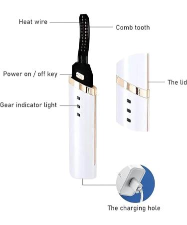 2024 New Heated Lash Curler Lash Curler Heated Rapid Heat-up USB Rechargeable Heated Lash Curler Wand with Comb (White) - Buy Online on GoSupps.com