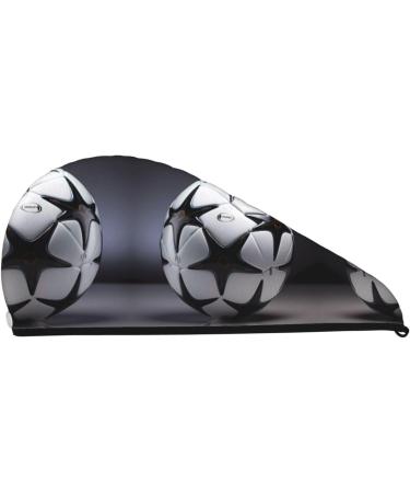 Black & White Football Dry Hair Cap - Super Absorbent Elastic Wrap for Long Thick Hair - Quick Dry for Girls & Women - Buy Online on GoSupps.com