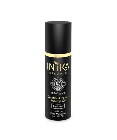 INIKA Certified Organic Enriched Rosehip Oil All Natural & Organic Skincare Reduce Fine Lines and Pigmentation Antioxidant Dry to Very Dry Skin Halal 15ml (0.5 fl oz)