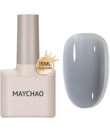 MAYCHAO 15ML Jelly Gel Nail Polish -Nude Gel Nail Polish Cream Iron Grey Translucent Soak Off UV Gel Polish Neutral Color Nail Gel Polish for Nail Art French Manicure at Home