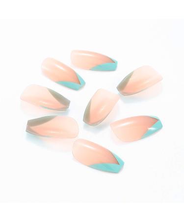 Brishow Coffin Artificial Nails - Shiny Ballerina French False Nails Full Cover 24 Pieces for Women & Girls - Perfect for Easy Nail Art - Buy Online on GoSupps.com