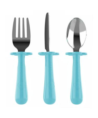 Grabease Stainless Steel Fork Knife & Spoon Set 18m+ Teal 1 Set
