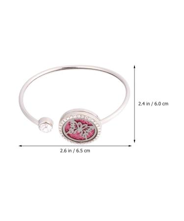 Healifty Crystal Aromatherapy Bracelet | Essential Oil Diffuser Cuff Bangle | Stainless Steel Butterfly Jewelry for Valentine's Day - Buy Online on GoSupps.com