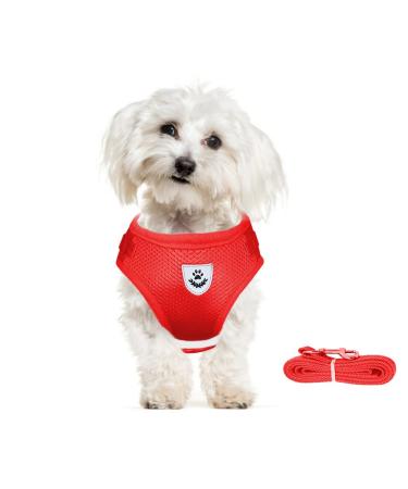Meioro dog harness with leash reflecting soft padded dogs dishes-active adjustable breast harness for small medium-sized puppies cat-black vest (red XS breast: 26-29cm) XS breast: 26-29cm red