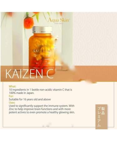 Aqua Skin Kaizen C 500mg 10 in 1 Vitamin C 30 Capsules - Non-Acidic Supplement - Buy Online on GoSupps.com