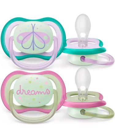 Philips Avent Ultra Air Night Pacifiers for Babies 0-6 Months | 4-Pack with Transport & Sterilization Box - Safe & Comfortable - Buy Online on GoSupps.com