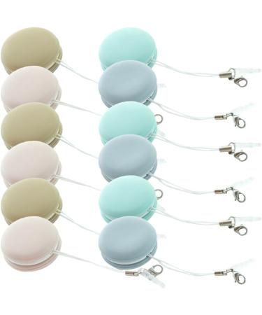 Healifty Pouch Microfiber Cleaning Cloth Macaron Shape - 12pcs Portable Lens & Screen Cleaner Cloth Keychain Mini Phone Screen Wiper Glasses Eyeglass Brush (Pink Blue Green Khaki)