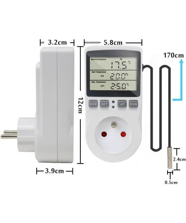 KT3100 Digital Thermostat & Temperature Controller - 230V 16A Socket | Ideal for Greenhouses Reptiles Terrariums & Home Use - Buy Online on GoSupps.com