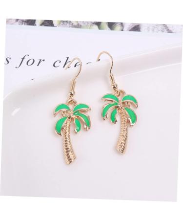 Delicate Coconut Tree Post Earrings for Women - 2 Pairs Green Ear Jewelry - Buy Online on GoSupps.com