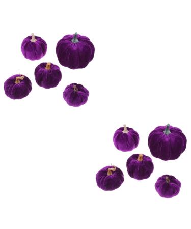 Ciieeo 10 Pcs Flannel Foam Pumpkin Decor Ornament Small Velvet Pumpkins Fabric Jack o Lantern Artificial Vegetable Halloween Pumpkin Diy Pumpkin Models Photo Prop Household Purple Crafts
