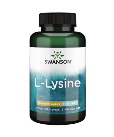 Swanson L-Lysine 500mg 100 Capsules High Dose Lab-Tested Soy Free Gluten Free Non-GMO