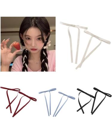 JSGHGDF Ribbon Hair Clip Long Ribbon Hairpins Sweet Hairclips Hair Barrettes for Women Side Styling Red pair - Buy Online on GoSupps.com