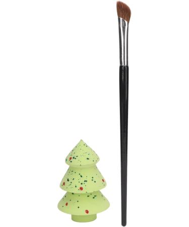 Green Sequin Christmas Tree Nose Contour Brush Set Angled Sponge Makeup Kit - Buy Online on GoSupps.com