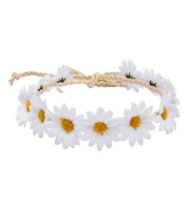 3 pieces of goose blower stylish sunflower crown bridal jewelry wedding hair cracking festival bohemia headdress accessories for women and girls white