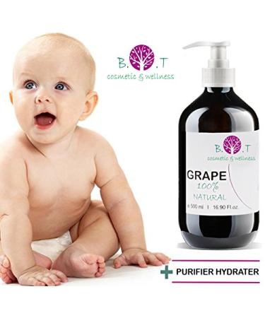 Cold-Pressed Grape Seed Oil 500ml | Natural Intensive Skin & Hair Care | Makeup Remover | Moisturizer for Face & Body | Massage & Carrier Oil - Buy Online on GoSupps.com