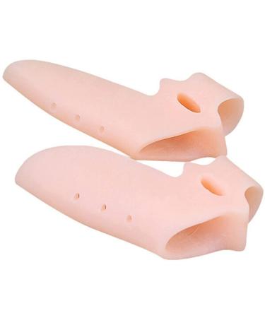 WXHZHQ 2 pieces silicone gel footfinger two-hole toe spreader thumb valgus protection bale adjuster hallux-valgus protection relief of pain foot care (pink s l) pink s l