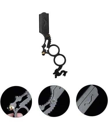 Minkissy 2-Pack Manual Hair Grain Knife Holder & Eyebrow Trimmer - Multi-Purpose Steel Scissors Razors for Hairdressing - 15.2x5.5cm - Black - Buy Online on GoSupps.com