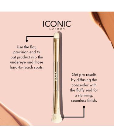 ICONIC LONDON Vegan Concealer Duo Brush - Perfect Makeup Buffing Blending & Finishing Tools - Cruelty-Free - Buy Online on GoSupps.com