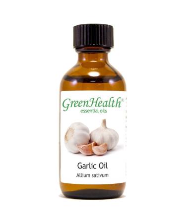 GreenHealth Garlic Essential Oil 2 fl oz | 100% Pure & Natural | Undiluted | Steam-Distilled | Amber Glass Bottle