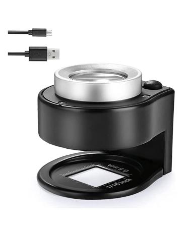 Plauauyt 30X Loupe Magnifier with 6 LED Lights Rechargeable Portable Desktop Metal Jewelers Loupe Magnifying Glass with Light