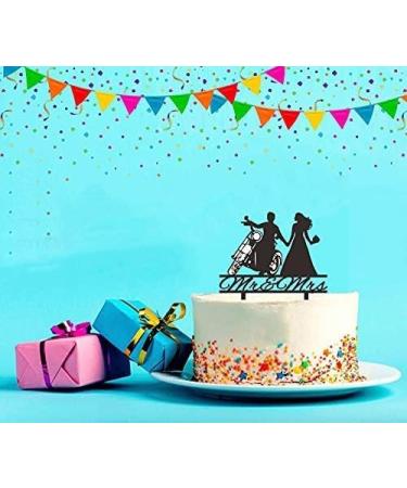 Motorcycle Wedding Cake Topper Bride and Groom with Motorbike Cake Topper Funny Motorcycle Couple Cake Topper for Wedding/Engagement/Bridal Shower Party Decoration - Buy Online on GoSupps.com