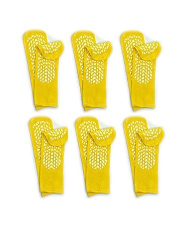 "Secure Step" Double-Sided Tread Non Slip Safety Socks 6 Pair 3X-Large Yellow