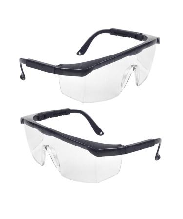 Juhonnz protective glasses 2 pairs of protective glasses for glasses wearers Anti-Fog Protection glasses Professional safety glasses for children adult eye protection PC glasses for outdoor activities black