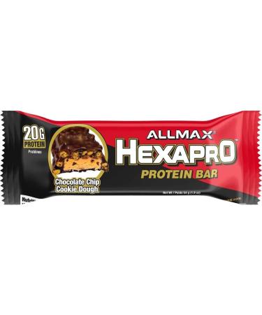 Allmax HexaPro Protein Bar Chocolate Chip Cookie with 20g Protein and with only 4g Sugar Snacking for High in Protein Diets or post workout diets 54g (12 Count) - Buy Online on GoSupps.com