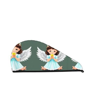 Cute little angel dry hair cap girls soft super absorbent elastic wrap wet hair long thick hair quick dry cap women's cap