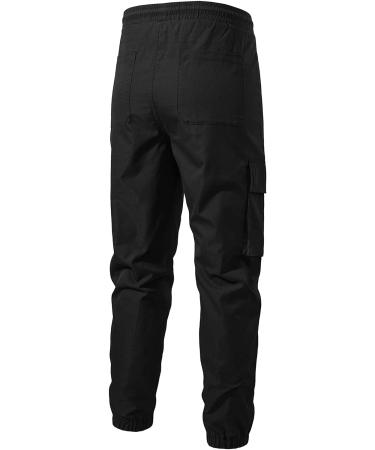 Elegancity Men's Cargo Trousers - Casual Jogger Work Pants with Drawstring, Regular Fit, Pockets | Size 38-46, 36 A-Black - Buy Online on GoSupps.com