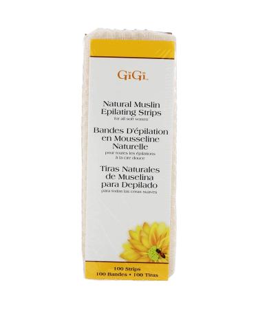 GiGi Small Natural Muslin Epilating Strips for Hair Waxing / Hair Removal, 100 Strips Muslin Strips, 100 Ct (1.75 in x 4.5 in) Small