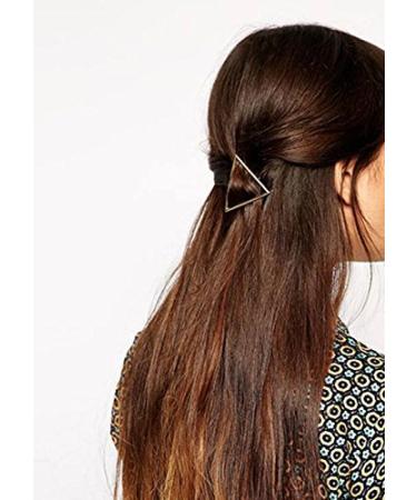 Geometric Triangle Hair Clip - Minimalist Hollow Metal Hairpin in Gold and Silver - Buy Online on GoSupps.com