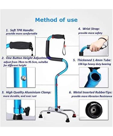 Old Man Walking Cane Four Feet Mu Turning Non-Slip Elderly Crutches Lightweight Folding Adjustable Aid Elegant - Buy Online on GoSupps.com
