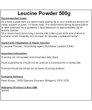 Vegan-Friendly Leucine Powder 500g - Support Muscle Growth & Recovery - Buy Online on GoSupps.com