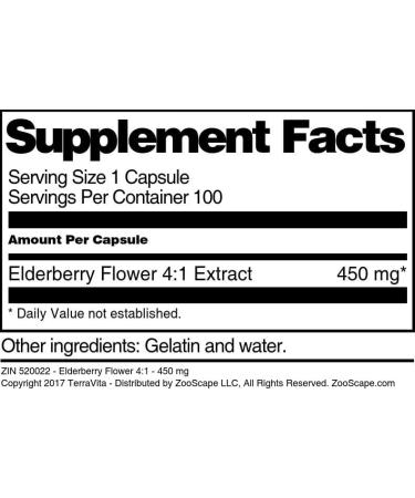 Elderberry Flower 4:1-450 mg (100 Capsules ZIN: 520022) - 3 Pack - Buy Online on GoSupps.com