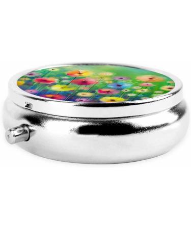 IBILIU Portable Pill Box - Floral Watercolor Design 3 Compartment Metal Medicine Organizer for Vitamins - Ideal for Travel 2x2 Inch - Buy Online on GoSupps.com