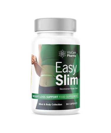 EasySlim Weight Loss Support for Men & Women | Glucomannan (Konjac Fibre) | Appetite Suppressant | Mind & Body Collection (2 Week Supply) 84 Count (Pack of 1)