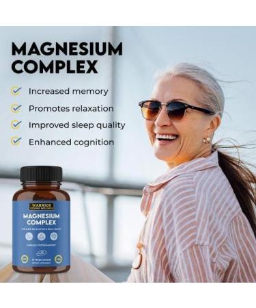 Warrior Strong Wellness Magnesium Complex -Triple Blend 100% Chelated Mag Supplement-Magtein Magnesium L-Threonate for Memory & Brain Health -Glycinate Sleep Well-Taurate- Relaxation - Buy Online on GoSupps.com