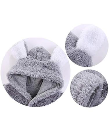 Ceguimos Newborn Baby Hooded Snowsuit Jacket | Warm Fleece Cartoon Bear Romper | Grey 9-12 Months - Buy Online on GoSupps.com