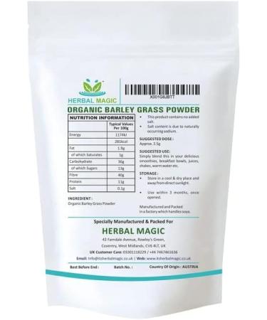 Herbal Magic Organic Barley Grass Powder 100g - Delicious & Nutritious Superfood for Smoothies & Recipes - Buy Online on GoSupps.com